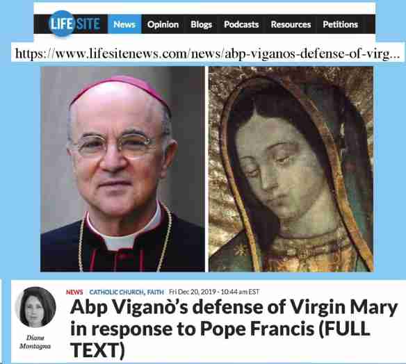 Archbishop Vigano defends the Blessed Virgin Mary